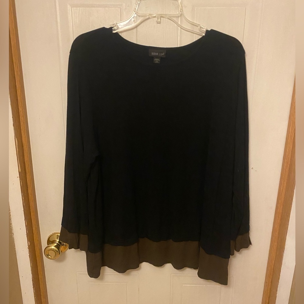 J. Jill Wearever Black and Brown Long Sleeve Tunic XL Petite